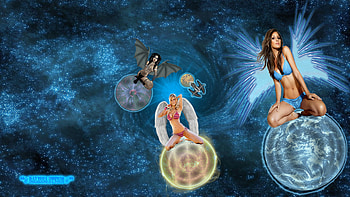 ASPIRATION ANGEL, blue, planet, dalissa, angel, aspiration HD wallpaper