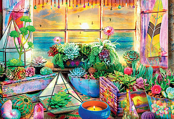 Good Vibes, sea, flowers, candle, window, digital HD wallpaper