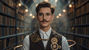 Hipster Scholar —, Hipster, Man, Steampunk, Mustache, Glasses HD wallpaper