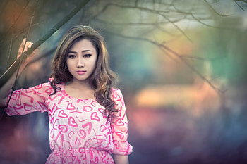 brunettes women beds Asians - ( HD wallpaper