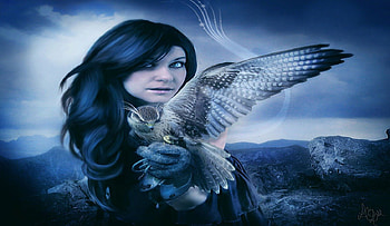 ┊εїзbeautiful- blue┊εїз, blue, women, sky, bird HD wallpaper