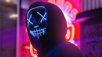 Neon Mask Boy City , neon, mask, artist, artwork, digital-art, hoodie HD wallpaper