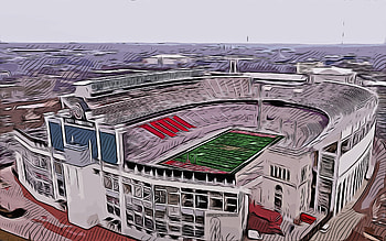 Ohio Stadium, , vector art, Ohio Stadium drawing, creative art, Ohio Stadium art, vector drawing, Ohio State Buckeyes, Columbus, Ohio, USA HD wallpaper