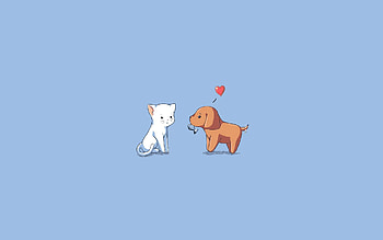 Vector, Cat, Kitty, Kitten, Dog, , Drawing, Puppy, Heart HD wallpaper