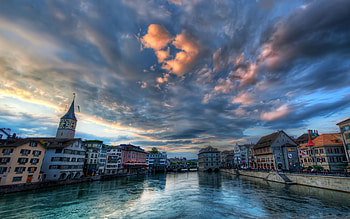 Building, River, Switzerland, , , City, Town HD wallpaper