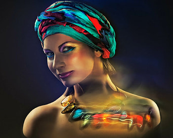 Girl with bandana, style, bandana, model, face, woman HD wallpaper