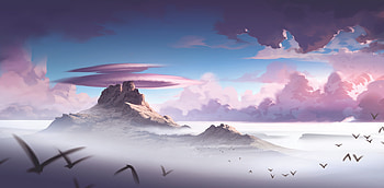 Alpha Mountains Down Birds Clouds Digital Painting , artist, artwork, digital-art, artstation HD wallpaper