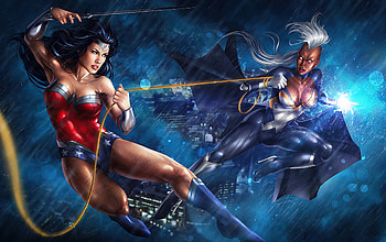 Wonder Woman Vs Storm, storm-x-men, wonder-woman, superheroes, artwork, artist, deviantart HD wallpaper