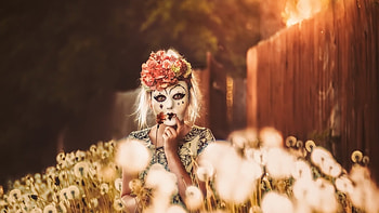 Behind the Mask, model, flowers, mask, woman HD wallpaper