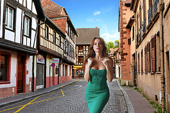 Kristina Muzhzhukhina, redhead, model, dress, village HD wallpaper