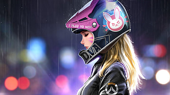 Dva Biker Girl, dva-overwatch, overwatch, games, artist, artwork, digital-art, deviantart HD wallpaper