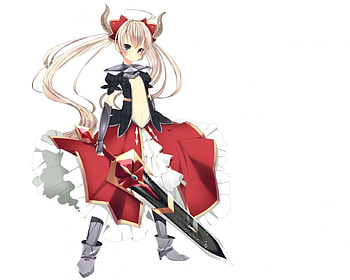 Anime girl, sword, blue eyes, blonde, anime, twin-tails, girl, armor HD wallpaper