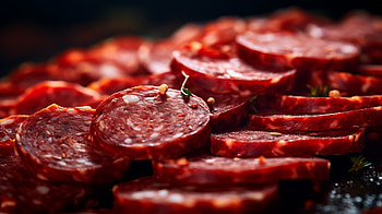 HQ Salami Slices - Gourmet Background, food, salami HD wallpaper