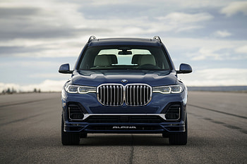 BMW X7, blue car, front-view HD wallpaper