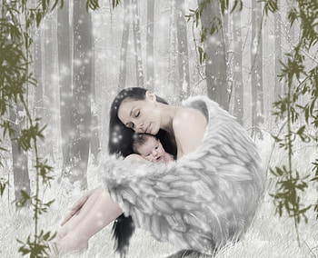 You are my Heaven, white, Angel, Child, Snow HD wallpaper