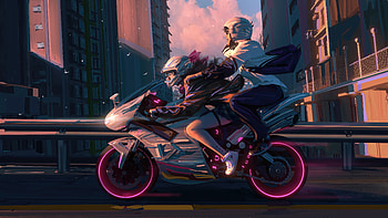 Glowing Streets Bold Beats Urban Biker Girl , neon, biker, scifi, artist, artwork, digital-art, deviantart HD wallpaper