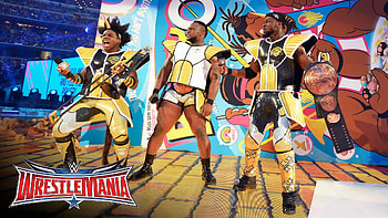 The New Day pops out of a giant box of 