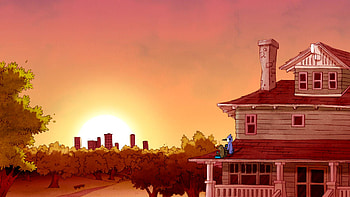 : Mordecai & Rigby Sunset Scene from Regular Show, TV Show, Regular Show, Mordecai (Regular Show), Rigby (Regular Show) HD wallpaper