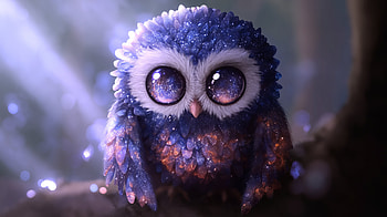 Starlit Cuteness: Galaxy Owl — Fantasy Quad, Fantasy Animal HD wallpaper