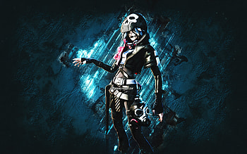 Fortnite Hoodie GrimoireSkin, Fortnite, main characters, blue stone background, Hoodie Grimoire, Fortnite skins, Hoodie Grimoire Skin, Hoodie Grimoire Fortnite, Fortnite characters HD wallpaper