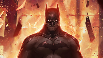Batman Fire , batman, superheroes, portrait, artwork, arstation HD wallpaper