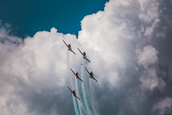 Airshow clouds sky aircraft HD wallpaper