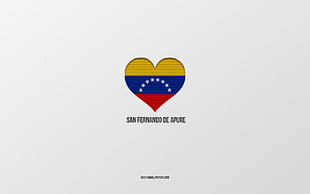I Love San Fernando de Apure, Colombian cities, Day of San Fernando de Apure, gray background, San Fernando de Apure, Colombia, Colombian flag heart, favorite cities, Love San Fernando de Apure HD wallpaper