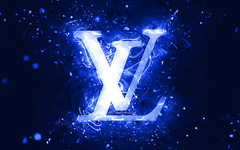Louis Vuitton dark blue logo, , dark blue neon lights, creative, dark blue abstract background, Louis Vuitton logo, fashion brands, Louis Vuitton HD wallpaper
