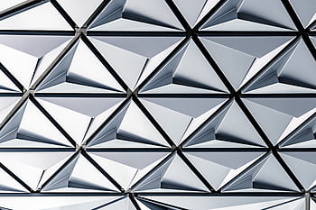 Futuristic silver geometric pattern on a modern building in Toronto. HD wallpaper