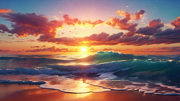 Ocean waves, water, ocean, wave, sea, sunset, Ocean Waves HD wallpaper