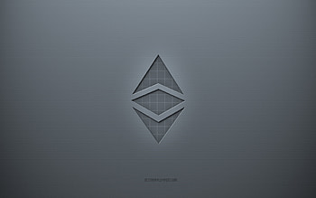 Ethereum logo, gray creative background, Ethereum sign, gray paper texture, Ethereum, gray background, Ethereum 3d sign HD wallpaper