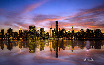 Manhattan Sunset, sunset, manhattan, lights HD wallpaper
