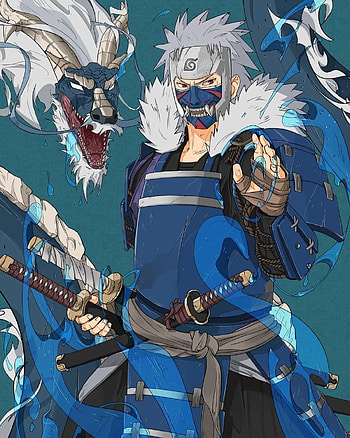 Samurai, art, blue HD phone wallpaper