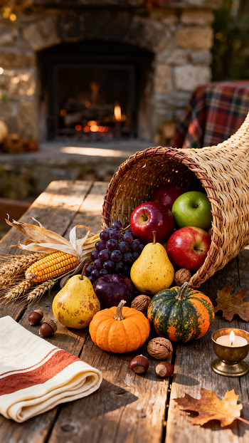 Bountiful Cornucopia | Harvest Hearth | Cozy Cornucopia | Autumn Harvest, pumpkin, apple HD phone wallpaper