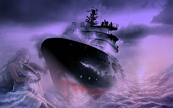 She saves the Bird, boat, mermaid, bird, fantasy, dream HD wallpaper