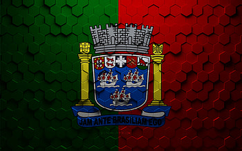 Flag of Porto Seguro, honeycomb art, Porto Seguro hexagons flag, Porto Seguro 3d hexagons art, Porto Seguro flag HD wallpaper