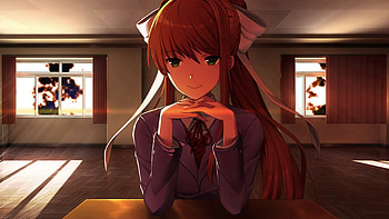 Just monika, doki doki literature club!, cute anime girl HD wallpaper
