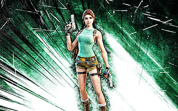 25th Anniversary Variant Lara Croft, grunge art, Fortnite Battle Royale, Fortnite characters, turquoise abstract rays, 25th Anniversary Variant Lara Croft Skin, Fortnite, 25th Anniversary Variant Lara Croft Fortnite HD wallpaper