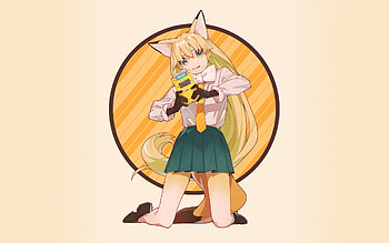Blonde, Ezo Red Fox, Kemono Friends, anime girl HD wallpaper