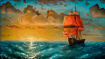 Ship, Painting, Artistic, Cloud, Sailboat, Sea, Sunset, Wave HD wallpaper