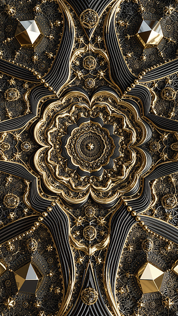 Gilded Kaleidoscape / Luxe Trippy Bloom / Gold Mandala, mandala, gold, pattern HD phone wallpaper