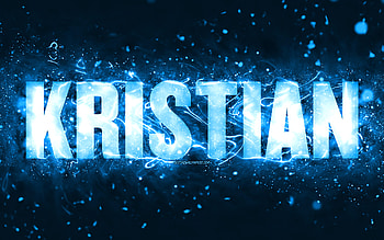 Happy Birtay Kristian, , blue neon lights, Kristian name, creative, Kristian Happy Birtay, Kristian Birtay, popular american male names, with Kristian name, Kristian HD wallpaper