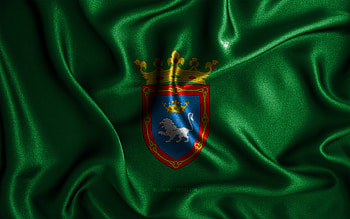 Pamplona flag, , silk wavy flags, spanish cities, Day of Pamplona, Flag of Pamplona, fabric flags, 3D art, Pamplona, cities of Spain, Pamplona 3D flag HD wallpaper