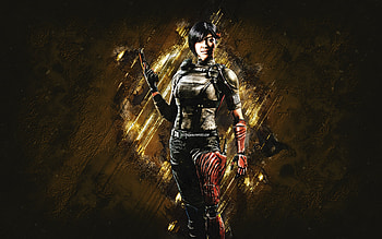 Aruni, Rainbow Six Siege, yellow stone background, Aruni Rainbow Six, Tom Clancys Rainbow Six, Tom Clancys characters, Aruni character HD wallpaper