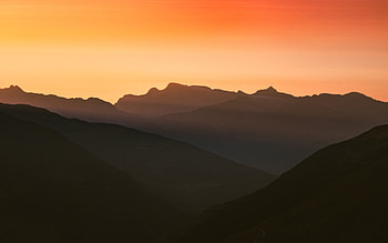 Swiss Alps Cold Mountains Silhouette , mountains, sunset, evening, nature HD wallpaper