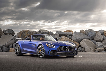 Blue car, Mercedes-AMG GT-R, off-road HD wallpaper