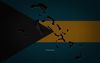 Bahamas map, , North American countries, Bahamian flag, blue carbon background, Bahamas map silhouette, Bahamas flag, North America, Bahamian map, Bahamas, flag of Bahamas HD wallpaper
