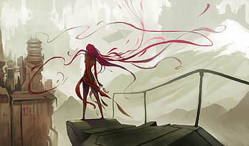 Red Hairs Long Fictional Digital Art Bordeaux, artist, artwork, digital-art, deviantart HD wallpaper