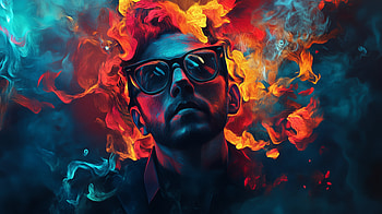 Vibrant Artistic Featuring a Stylish Man in Glasses, artistic, colors, man, glasses HD wallpaper