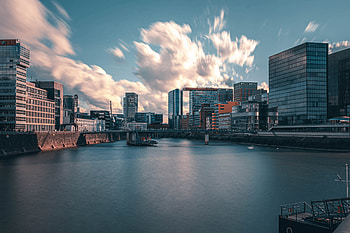 Dusseldorf Skyline, Medienhafen, German city, Modern architecture HD wallpaper